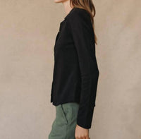 Bella Dahl Knit Button Down in black - women's shirt - alternate view