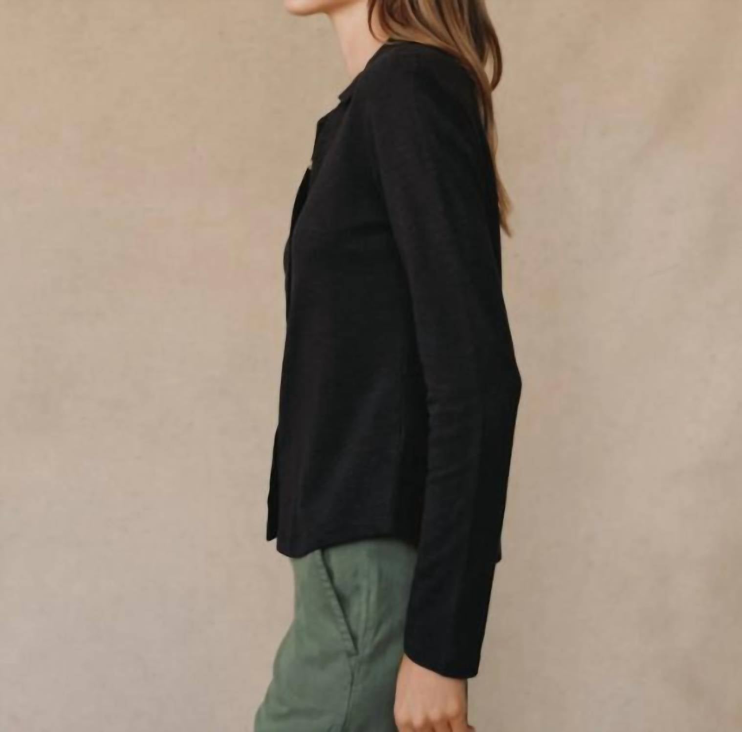 Bella Dahl Knit Button Down in black - women's shirt - alternate view
