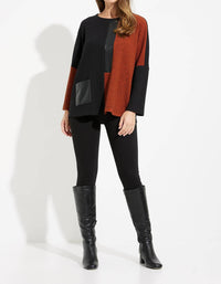 Joseph Ribkoff - Waffle Knit Mixed Media Top