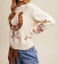 Listicle - Horseshoe Bow Graphic Sweater