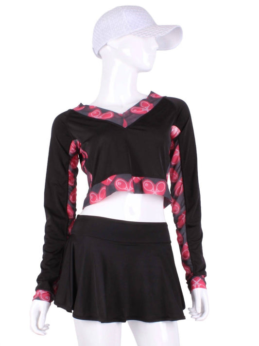 Love Love Tennis - Women's Vee Heart Mesh Crop Top