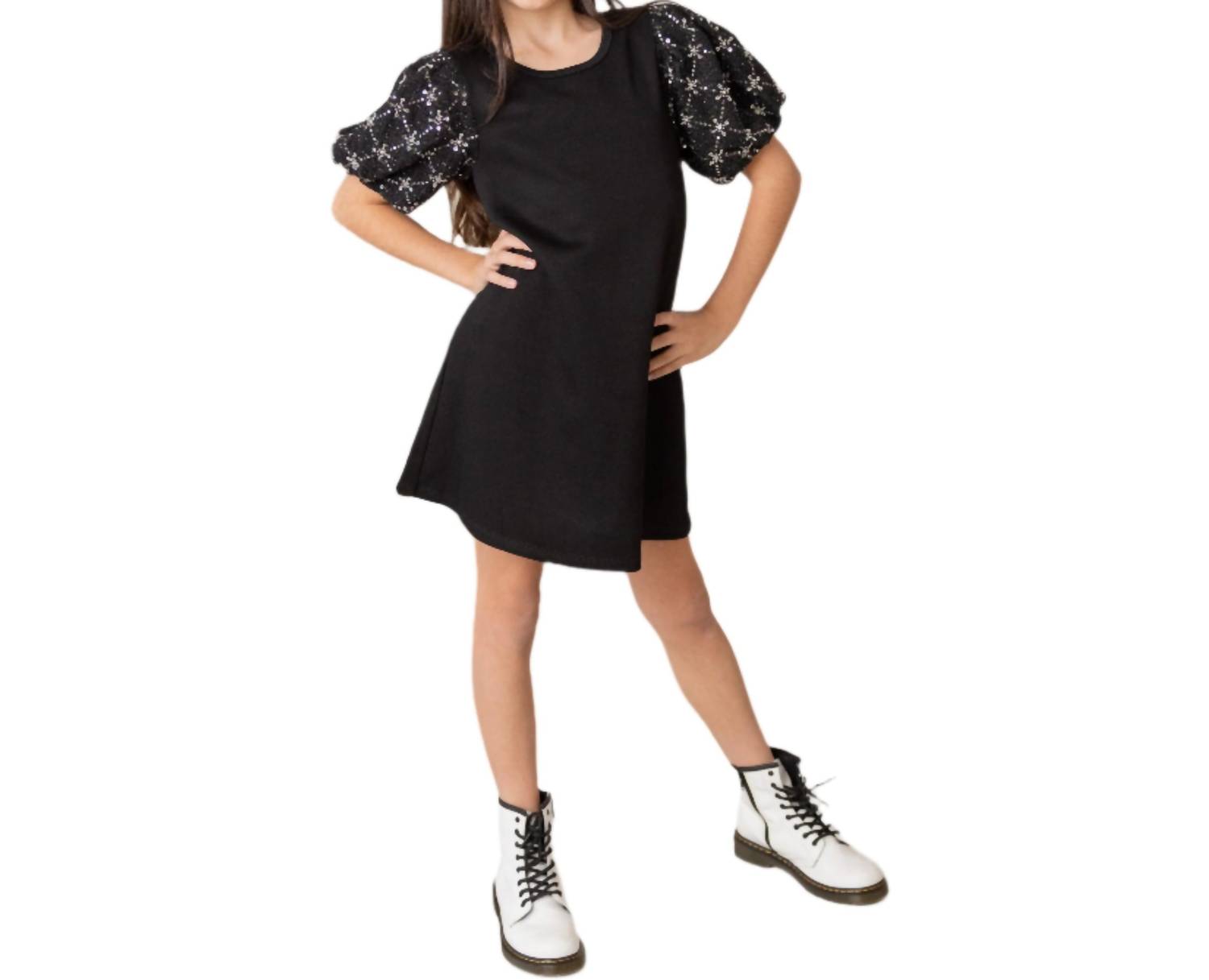 Hannah Banana - Beaded Bubble Sleeve Shift Dress