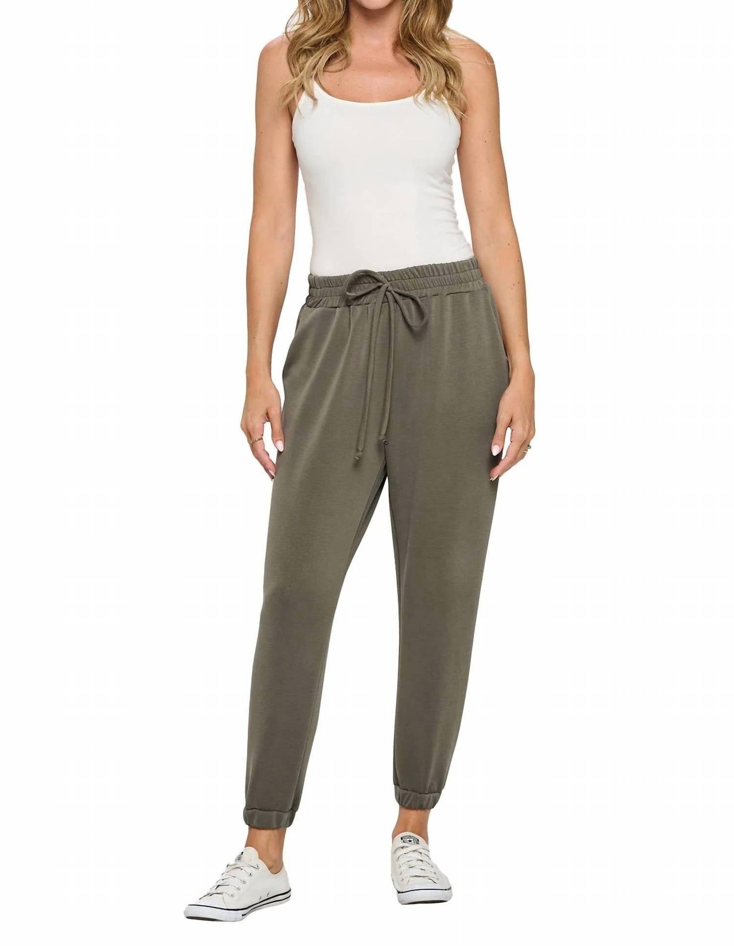 ariella Drawstring Jogger Pant in olive - women's pants