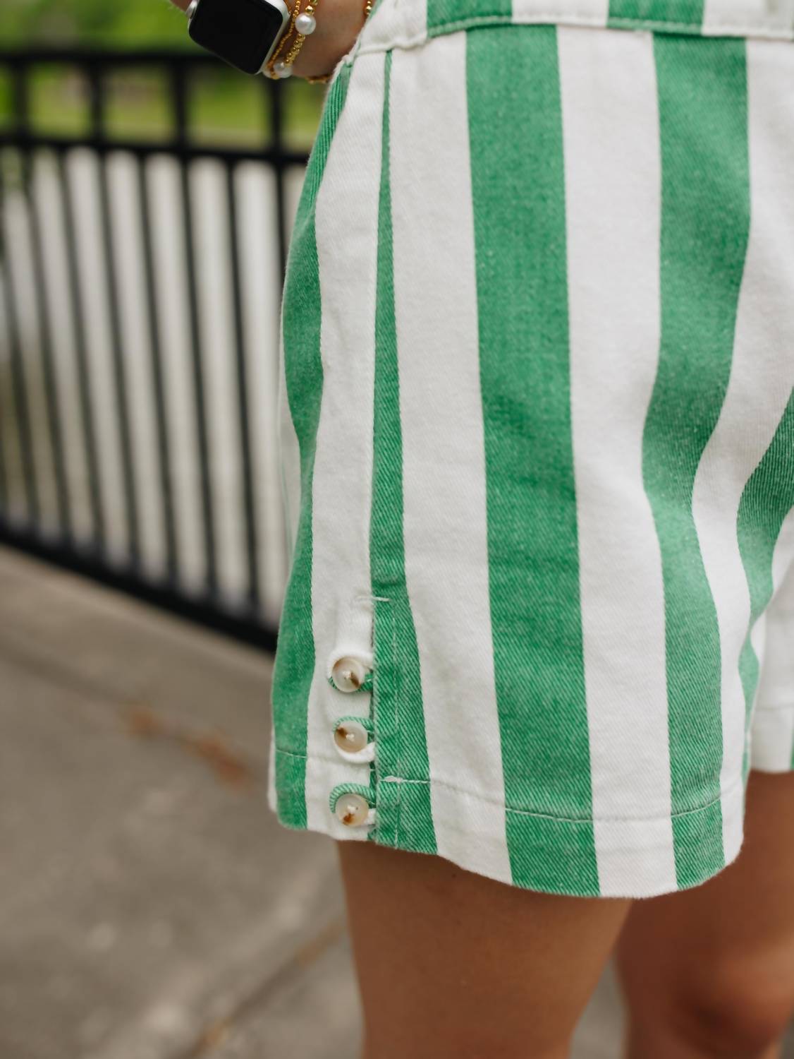 Wishlist - Fairway to Heaven Striped Denim Shorts