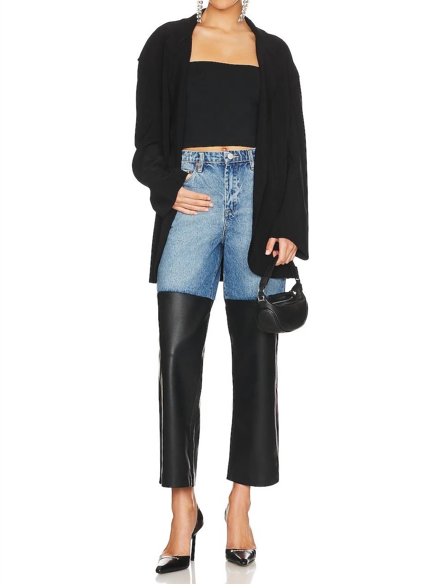 Blanknyc - RIBCAGE STRAIGHT LEG DENIM WITH FAUX LEATHER PANTS