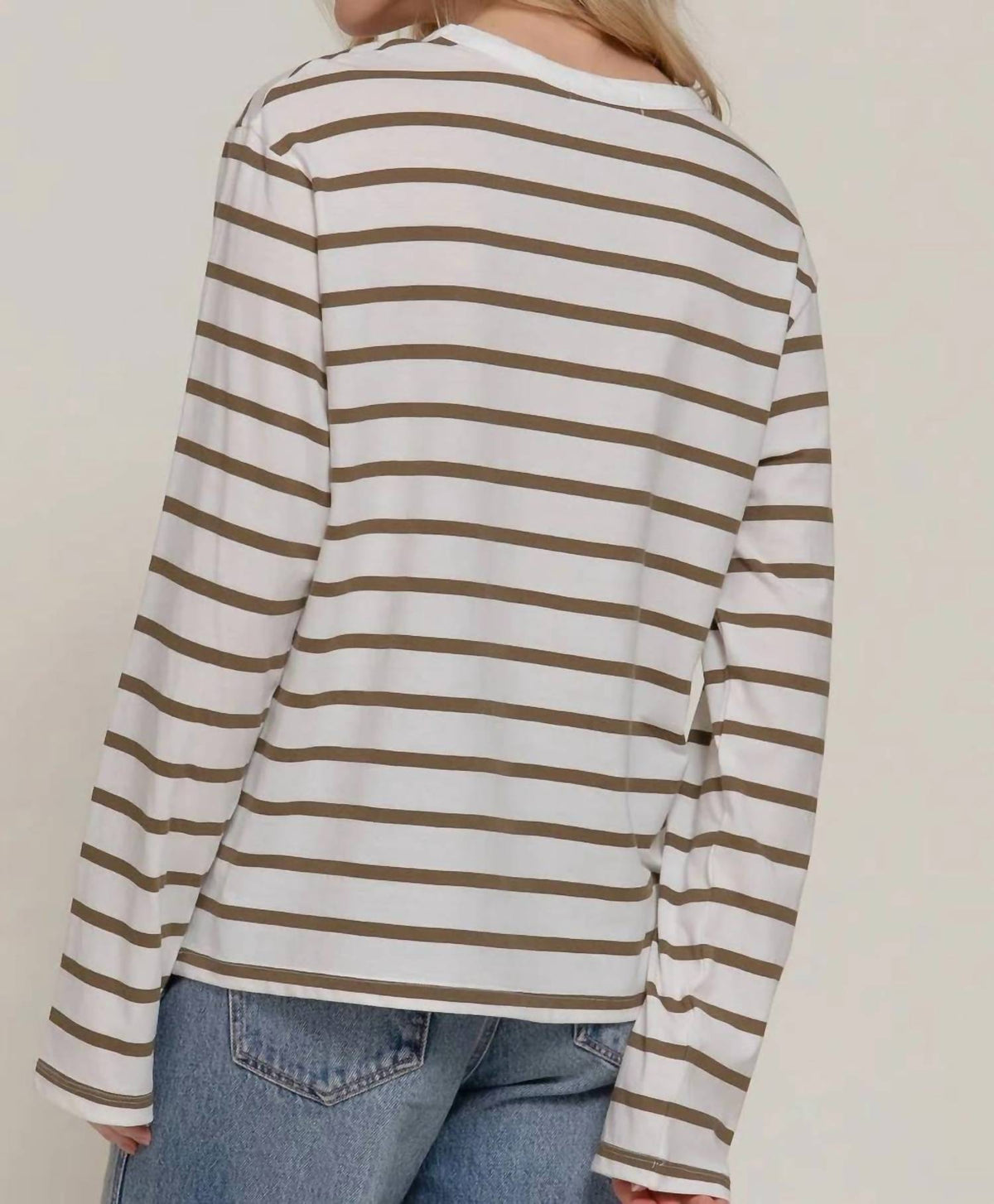 Active Basic - Long Sleeve Round Neck Stripe Tee
