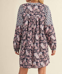 &merci Floral Swing Mini Dress in eggplant - women's dress - alternate view