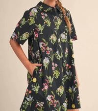 &Merci - Short Sleeve Button Down Mini Dress