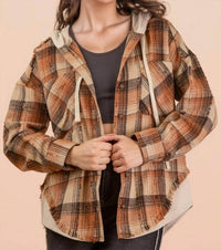 Very J - Canyon Plaid Flannel Hooded Jacket