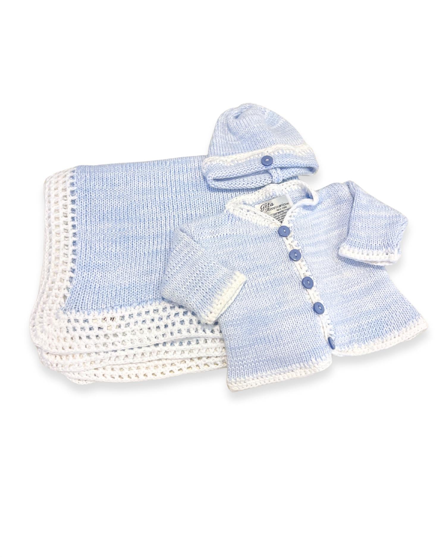 Gita - Boy's 2pc Tweed Cardigan With Hat