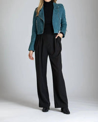 11 Uptown - Cropped Goat Suede Jacket With Zipper Detail