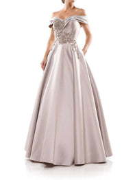 Marsoni by Colors Off Shoulder Ball Gown in taupe - women's dress