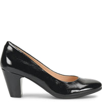 Sofft Women's Lana Mid-Height Heel in black patent - women's heels - detail view