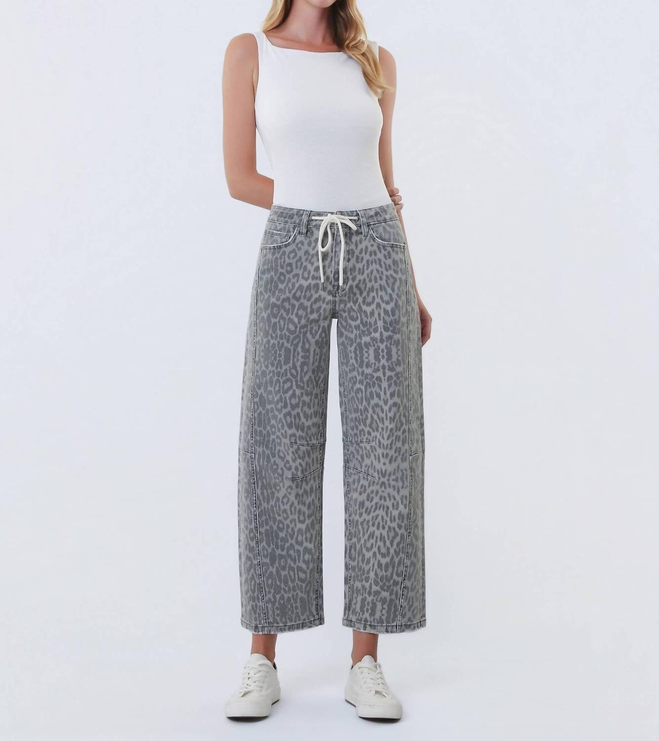 Vervet By Flying Monkey - High Rise Drawstring Barrel Jeans