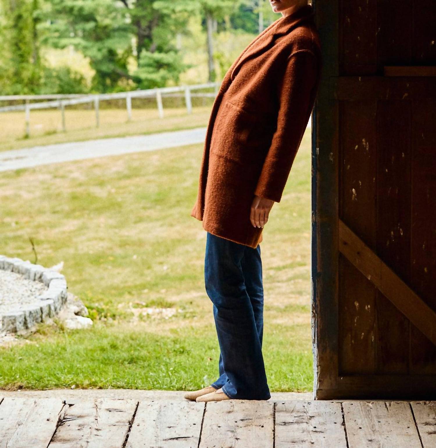 SARA CAMPBELL Chloe Dropped Shoulder Coat in chestnut - women's jacket - view 8
