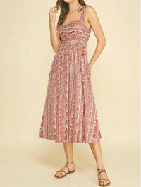 PINCH Floral Tie Strap Midi Dress in red - women's dress - alternate view