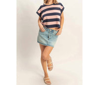 Hyfve - Striped Boxy Crew Neck Top