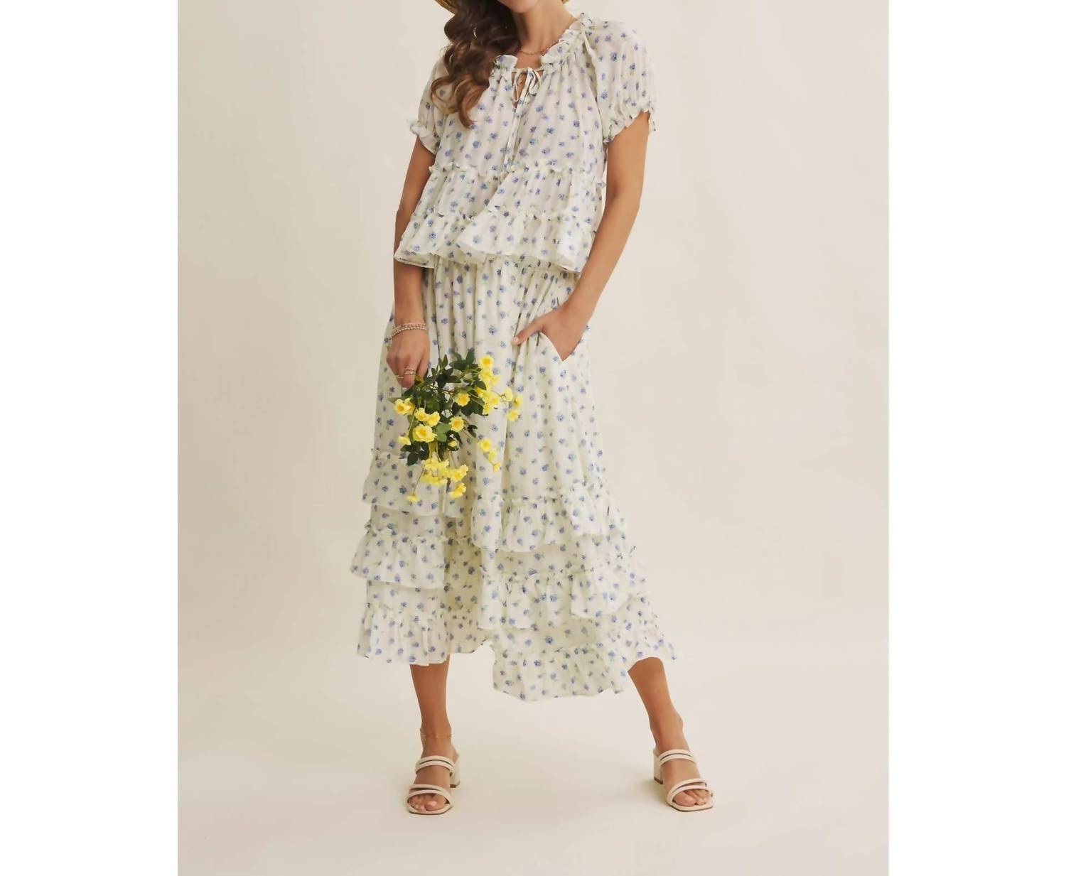 In February - Floral Ruffle Blouse