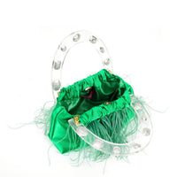 Milanblocks - Colorful Gem Handle Embellished Feather Bag