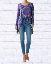 Diva Usa - Sibella Pleated Front Long Sleeve Blouse