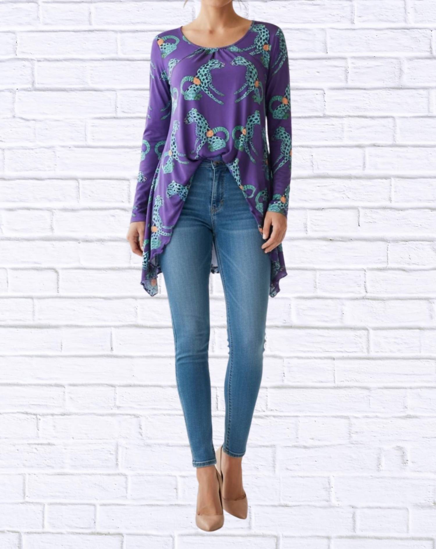 Diva Usa - Sibella Pleated Front Long Sleeve Blouse