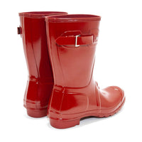 HUNTER Women's Original Short Gloss Rain Boots in military red - women's shoe - detail view