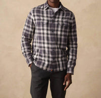 The Normal Brand Mountain Knit Overshirt in gray plaid - men's shirt