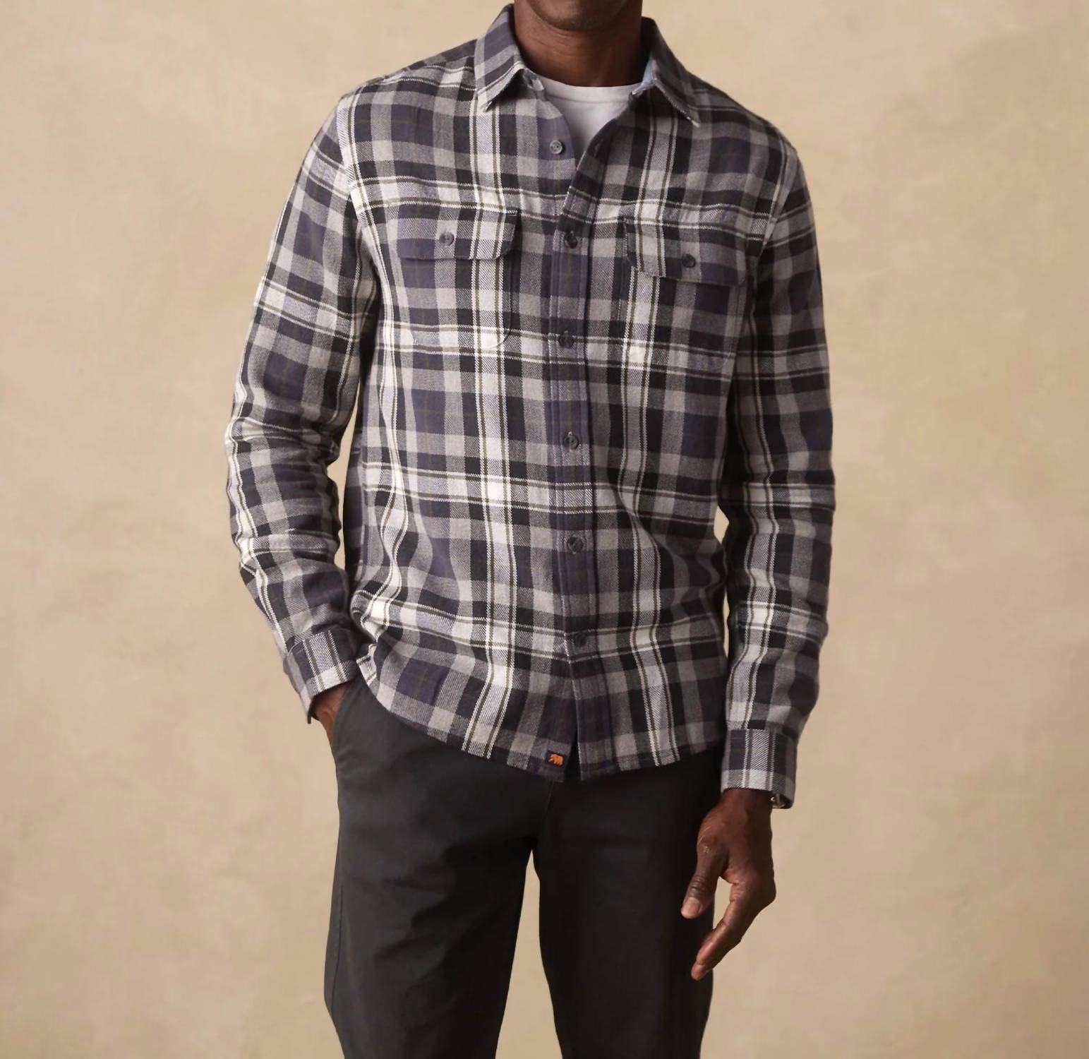 The Normal Brand Mountain Knit Overshirt in gray plaid - men's shirt