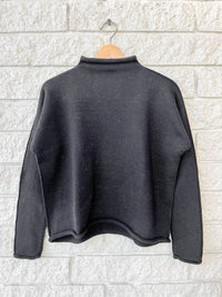 Frank & Eileen Monterey Long Sleeve Crew Neck Sweater in black black glitter - women's sweater - detail view