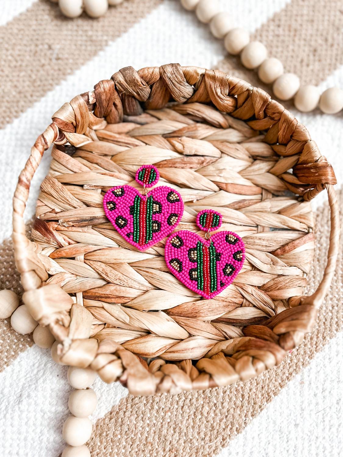 White Label - Women's Heart Beaded Earrings