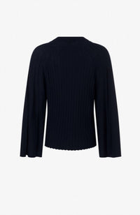Iris Setlakwe Women's Merino Blend Bell Sleeve Sweater in navy - women's sweater - detail view