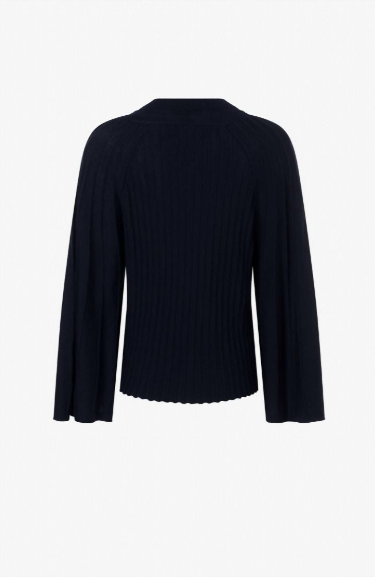 Iris Setlakwe Women's Merino Blend Bell Sleeve Sweater in navy - women's sweater - detail view