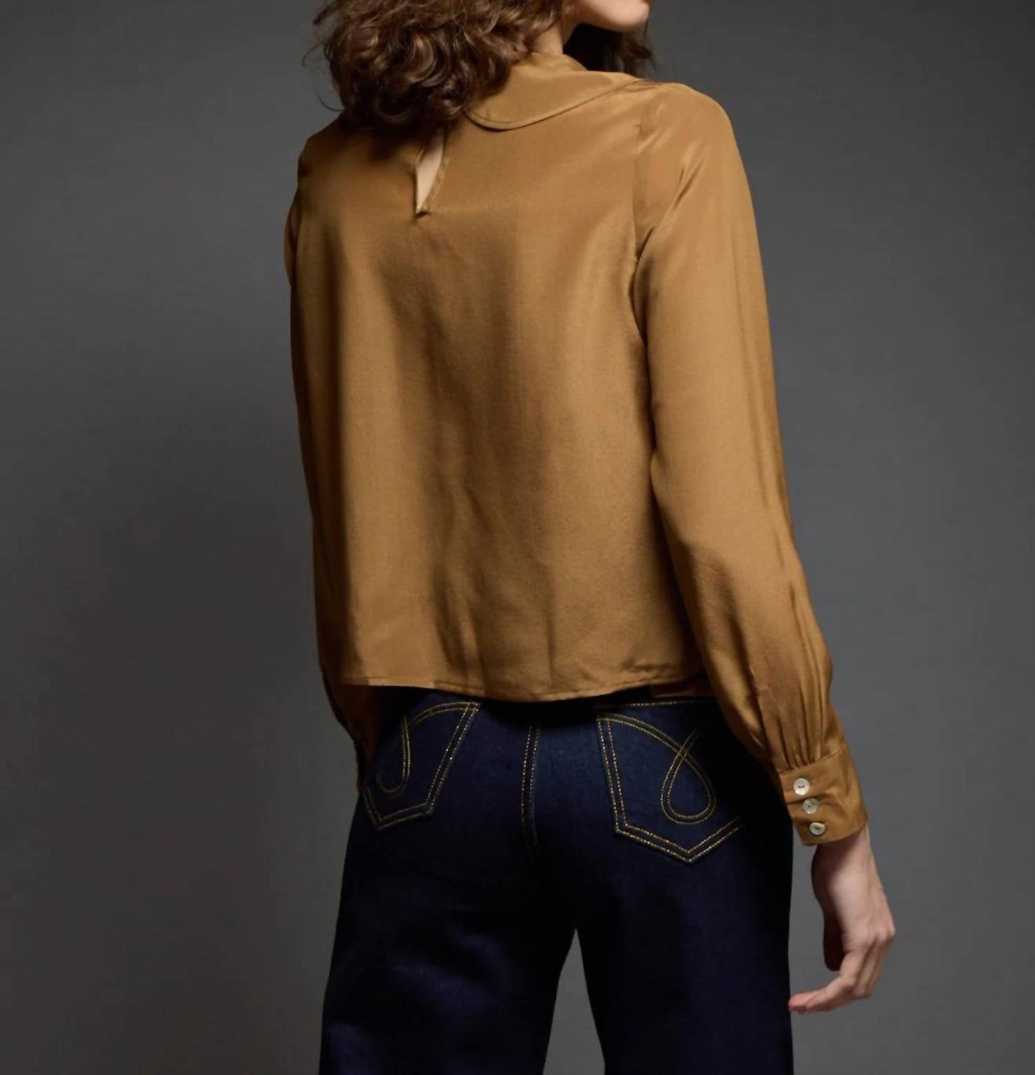 love binetti Nadia Blouse in caramel - women's blouse - alternate view