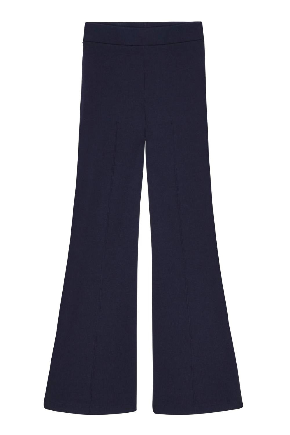 DONNI. Rib Kick Flare Pants in navy 1 - women's pants - view 4