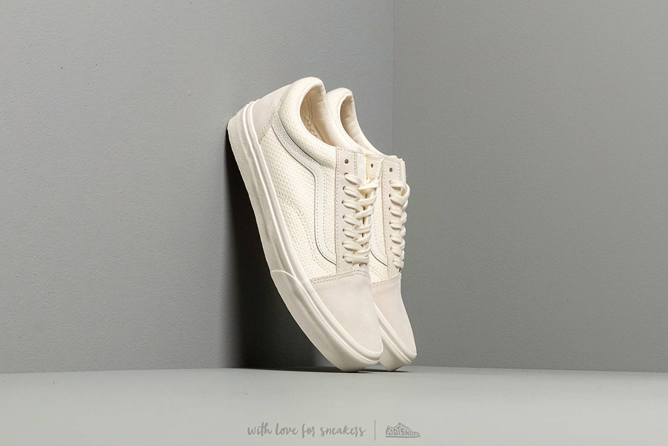 Vans Men's Old Skool Woevn Check Sneakers in cda linen marshmallow - men's sneaker - detail view