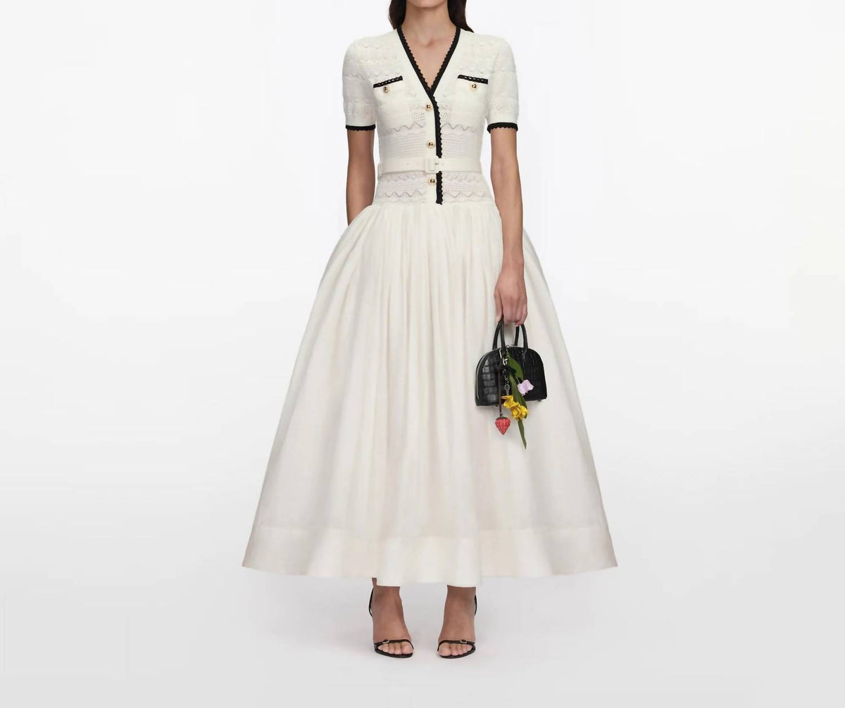 Self-Portrait - Knit Linen Midi Dress