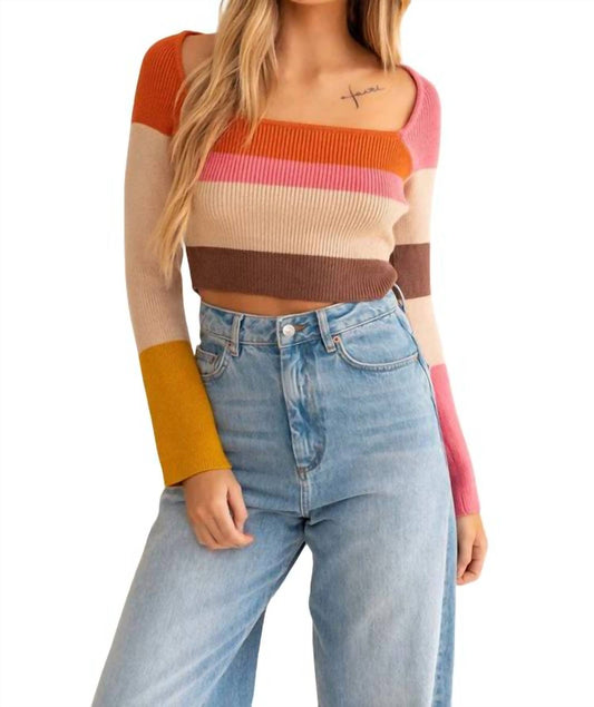 Le Lis - Long Sleeve Color Block Stripe Knit Top