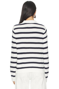Stitches & Stripes Beth Long Sleeve Polo in chalk combo - women's long sleeve top - alternate view