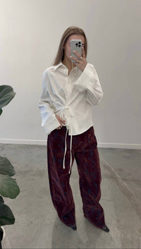 Papermoon - Distressed Velvet Wide Leg Jeans