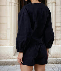 Lalavon - Michelle Embroidered Long Sleeve Button-Down Jacket