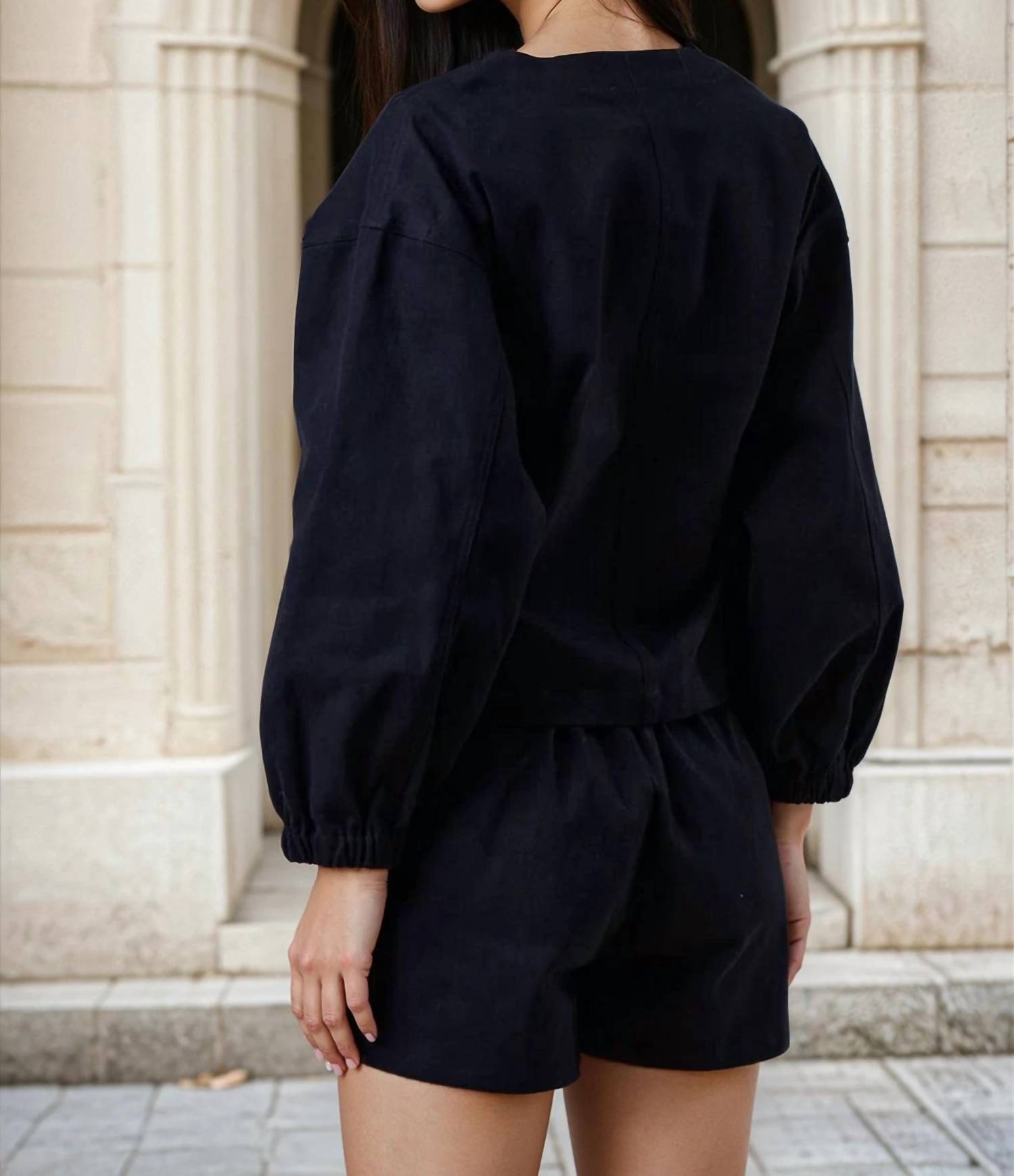 Lalavon - Michelle Embroidered Long Sleeve Button-Down Jacket