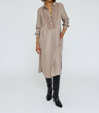 Raquel Allegra Tuxedo Dress in dark taupe - women's dress
