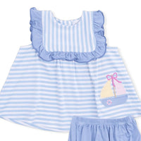 Angel Dear - Kids Bubbly Sailboat Ruffle Top And Bloomer Set