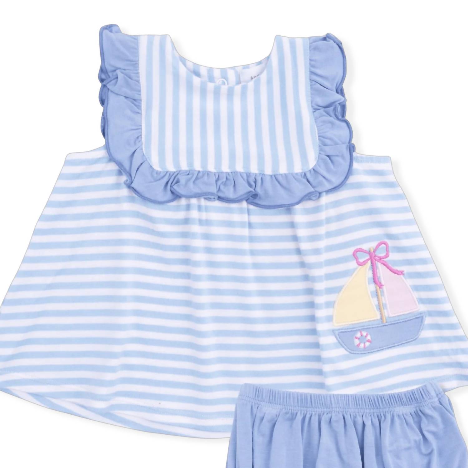 Angel Dear - Kids Bubbly Sailboat Ruffle Top And Bloomer Set