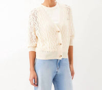 Karen Kane - Puff Sleeve Crochet Cardigan Sweater