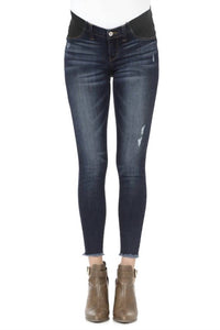 Kancan - Maternity Distressed Frayed Ankle Jeans