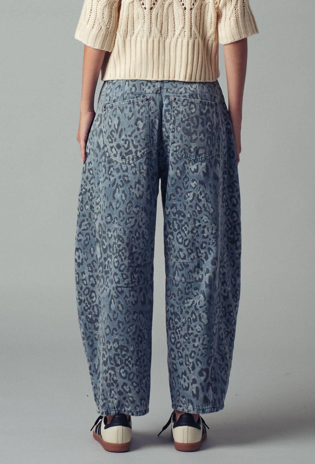 Urban Daizy - Leopard Print Relaxed Straight Denim Pants