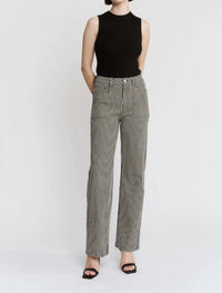 Mica Denim - Loose Fit Straight Striped Jeans