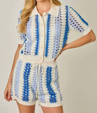 Mystree - Crochet Buttoned Polo Knit Shirt