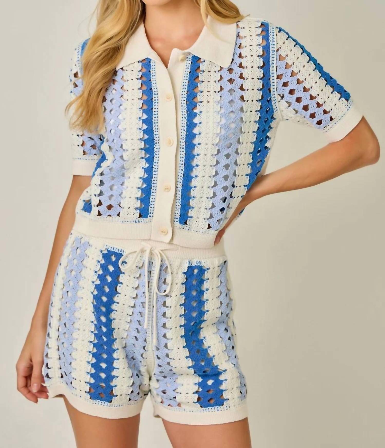 Mystree - Crochet Buttoned Polo Knit Shirt